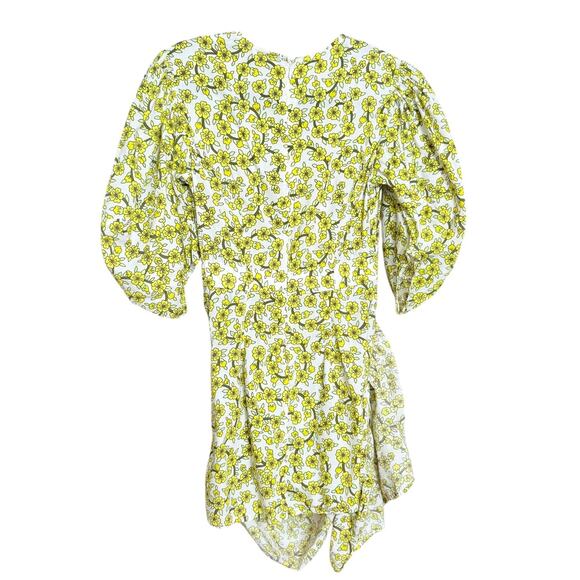 RHODE Pia Dress Yellow Ditsy Floral Size XS 100% Cotton Puffed Balloon Sleeve - Picture 3 of 6